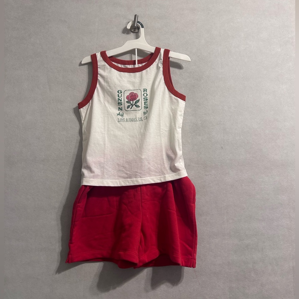 Kids Guns and roses White and Red Tank Top and Red sweat shorts size XXL NWT - Picture 2 of 7
